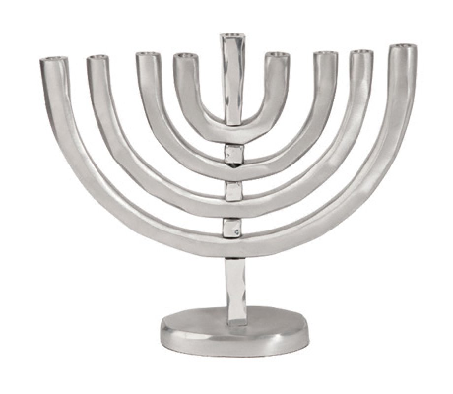 Yair Emanuel Anodized Aluminum Classic Arch Hanukkah Menorah - Silver