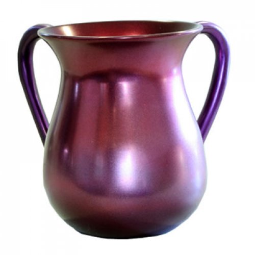 Yair Emanuel Anodized Aluminum Classic Netilat Yadayim Wash Cup - Plum Red
