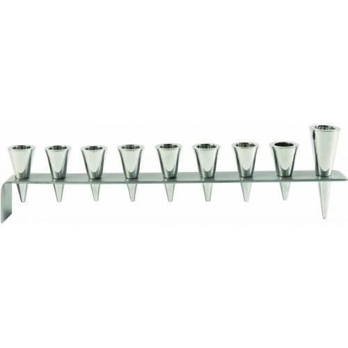 Yair Emanuel Anodized Aluminum Cones Hanukkah Menorah - Silver