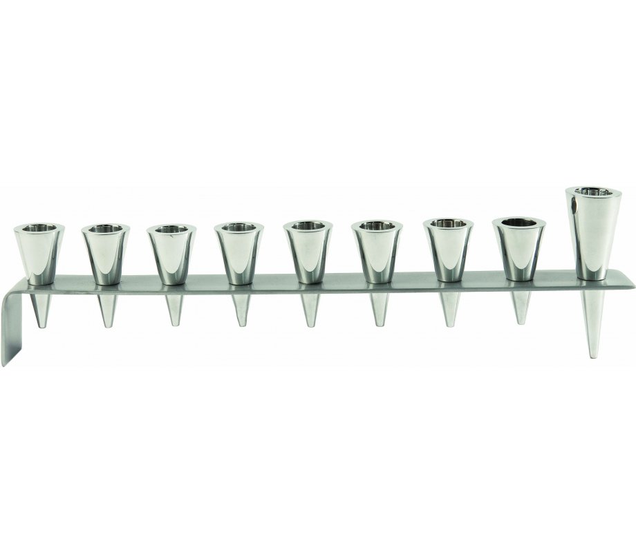 Yair Emanuel Anodized Aluminum Cones Hanukkah Menorah - Silver