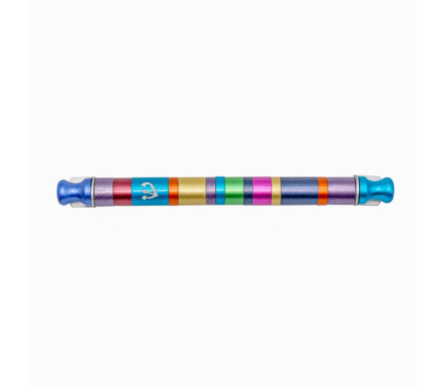 Yair Emanuel Anodized Aluminum Cylinder Mezuzah Case, Stripes - Multicolor