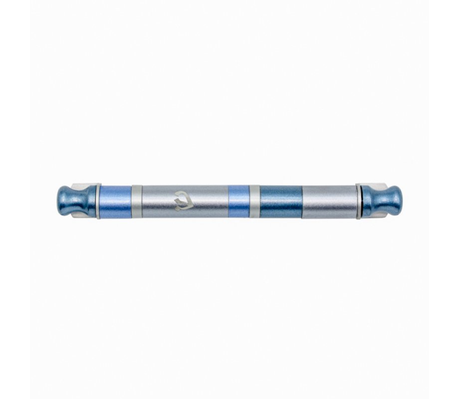 Yair Emanuel Anodized Aluminum Cylinder Mezuzah Case, Wide Stripes - Silver and Blue