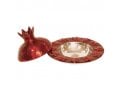 Yair Emanuel Anodized Aluminum Honey Dish with Pomegranate Cover - Ruby Red