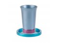Yair Emanuel Anodized Aluminum Kiddush Cup and Saucer - Silver