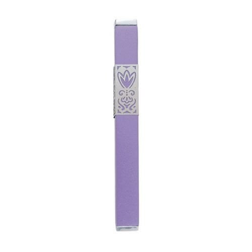 Yair Emanuel Anodized Aluminum Mezuzah Case, Decorative Cutout Flower - Purple