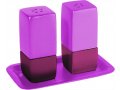 Yair Emanuel Anodized Aluminum Pillar 3-Piece Salt Pepper & Tray Set