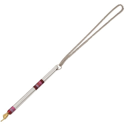 Yair Emanuel Anodized Aluminum Silver Torah Pointer Yad - Red Bands