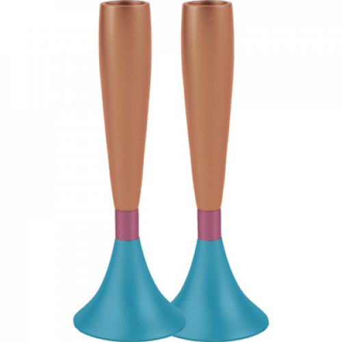 Yair Emanuel Anodized Aluminum Slender Candlesticks - Two-Tone