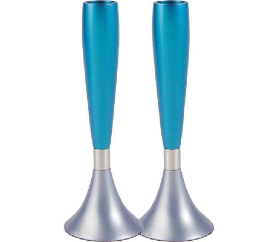 Yair Emanuel Anodized Aluminum Slender Candlesticks - Two-Tone
