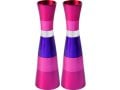 Yair Emanuel Anodized Aluminum Slender Shabbat Candlesticks - Colored Bands