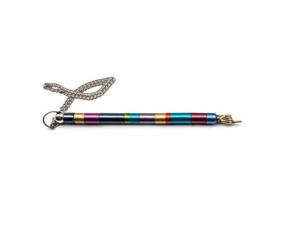 Yair Emanuel Anodized Aluminum Torah Pointer with Multiple Rings - Multicolor
