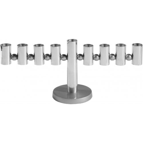 Yair Emanuel Anodized Aluminum Tubes and Balls Hanukkah Menorah - Silver