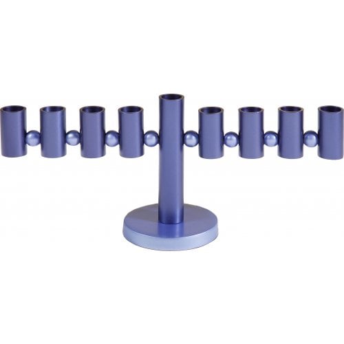 Yair Emanuel Anodized Aluminum Tubes and Spheres Hanukkah Menorah - Blue