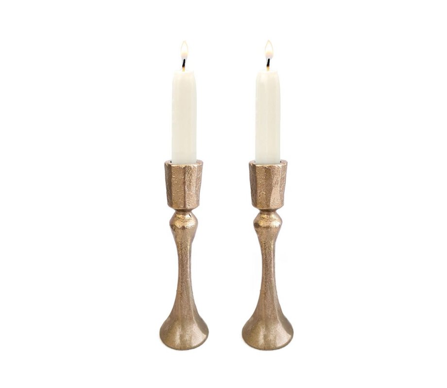 Yair Emanuel Antique Style Small Brass Candlesticks