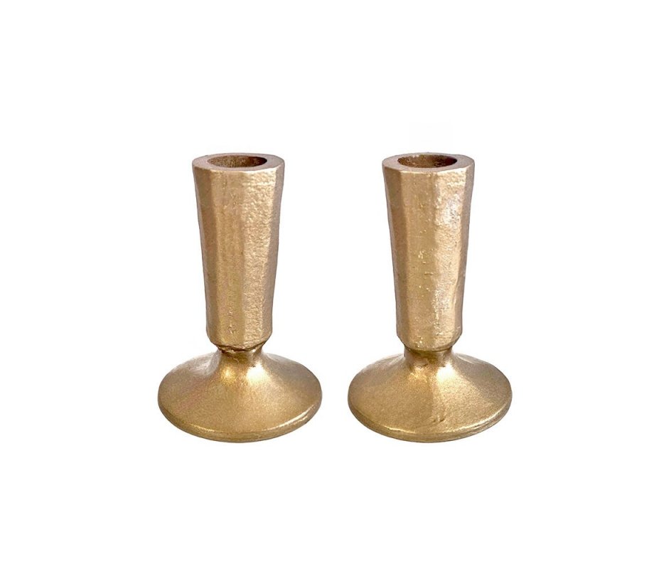 Yair Emanuel Antique Style Small Brass Candlesticks