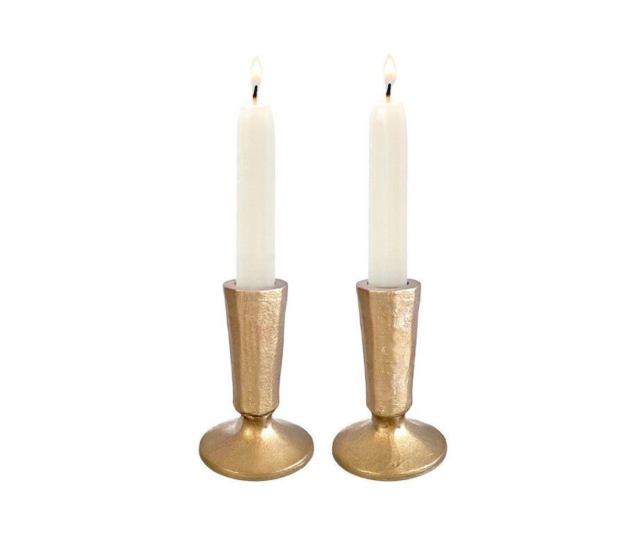 Yair Emanuel Antique Style Small Brass Candlesticks