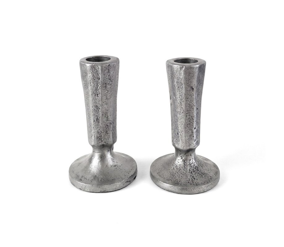 Yair Emanuel Antique Style Small Silver Color Candlesticks