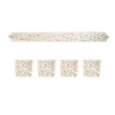 Yair Emanuel Atarah Plus 4 Corners for Tallit, Floral Design - Silver on White