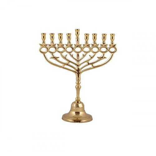 Yair Emanuel, Brass Gold Chanukah Menorah with Pomegranate Design - 10