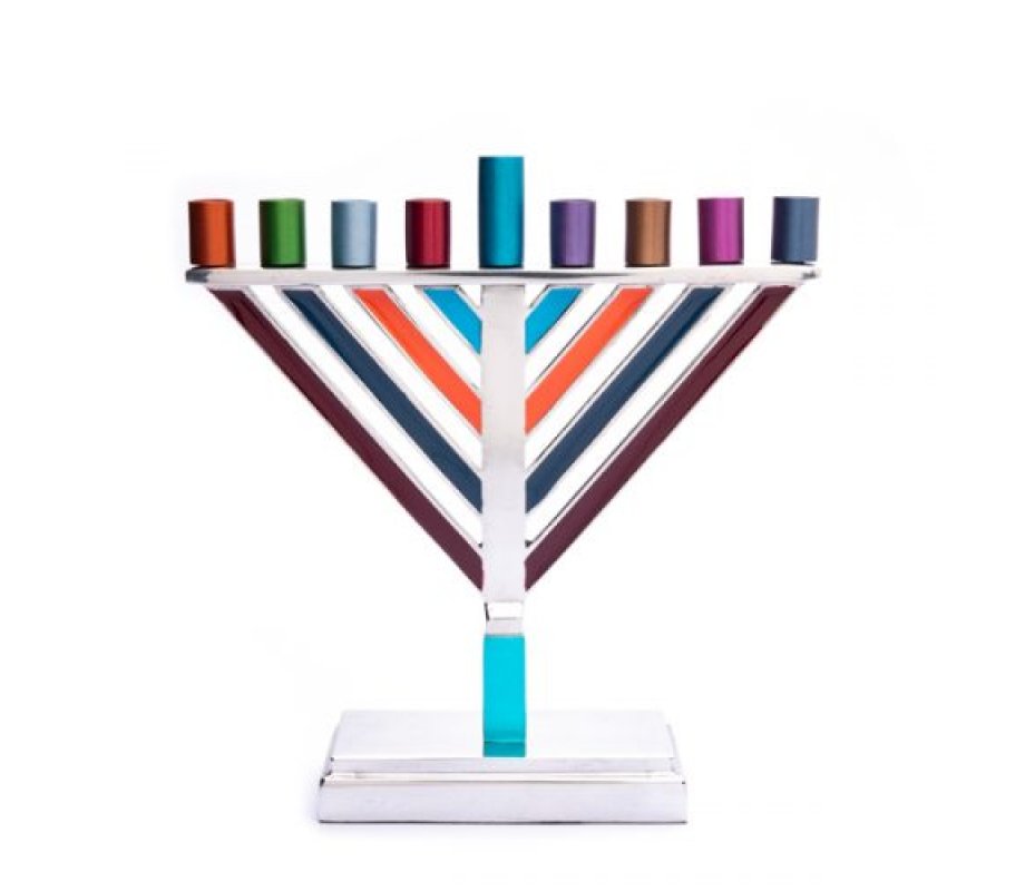 Yair Emanuel Chabad Chanukah Menorah, Multicolored - 7 Inches High