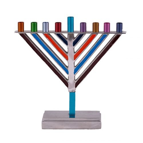 Yair Emanuel Chabad Chanukah Menorah, Multicolored - 8.5 Inches High