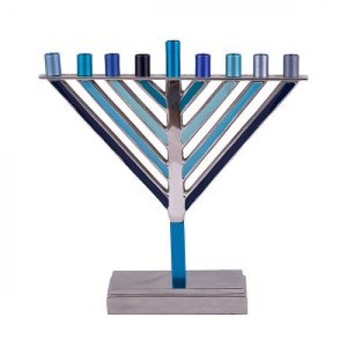 Yair Emanuel Chabad Chanukah Menorah, Shades of Blue – 8.5 Inches High