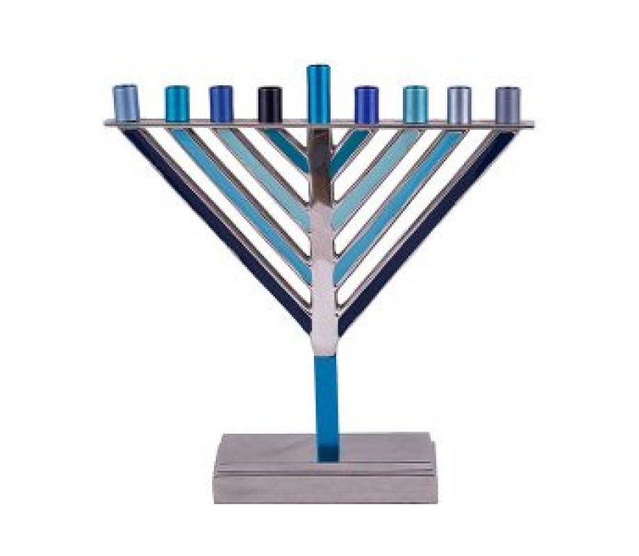 Yair Emanuel Chabad Chanukah Menorah, Shades of Blue – 8.5 Inches High