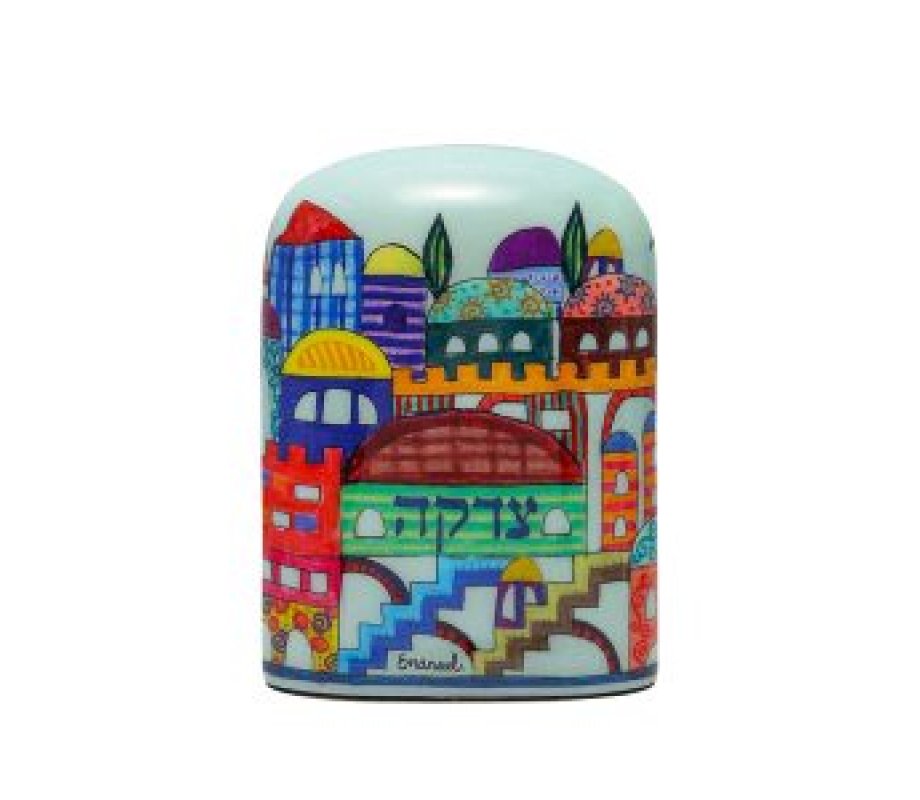 Yair Emanuel Charity Tzedakah Box, Arch Shape – Colorful Jerusalem Images