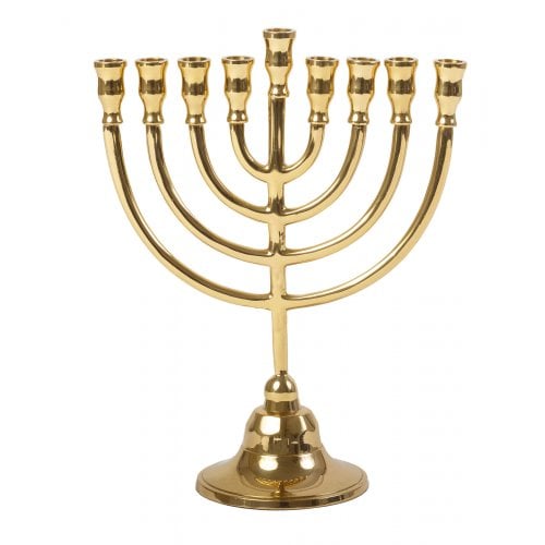 Yair Emanuel Classic Branched Chanukah Menorah - Gold colored Brass
