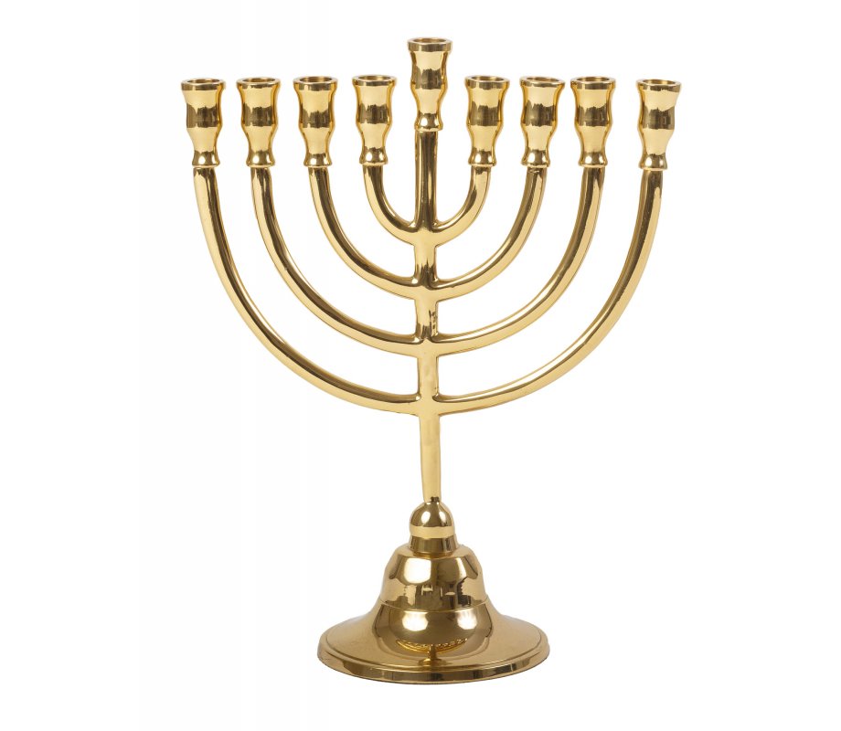 Yair Emanuel Classic Branched Chanukah Menorah, Gold Brass - 9