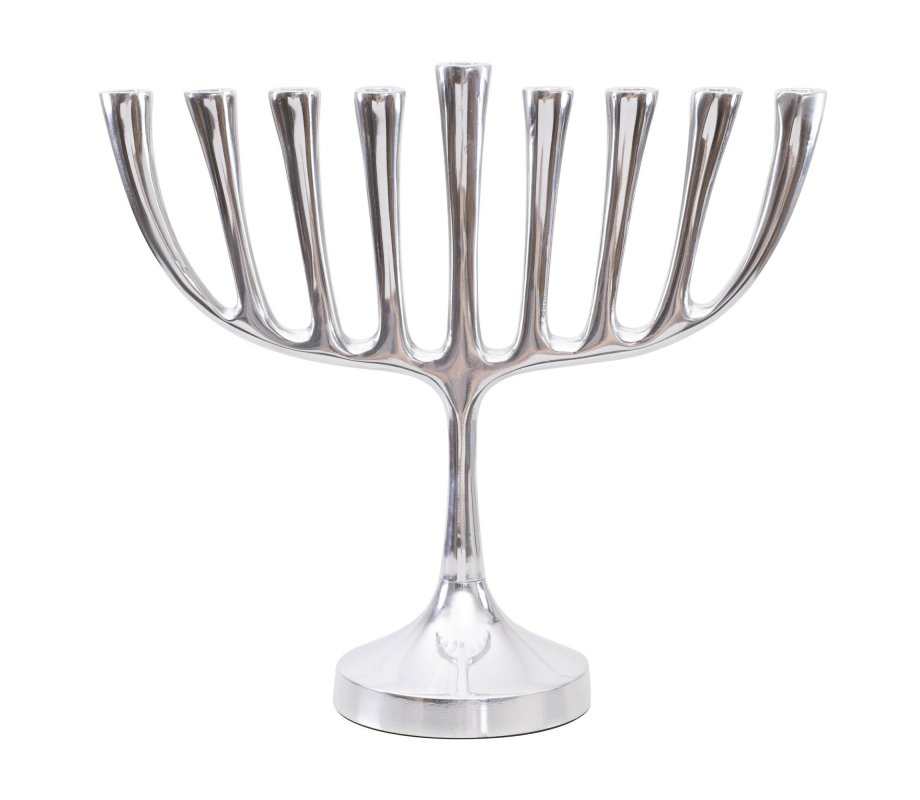 Yair Emanuel Classic Contemporary Chanukah Menorah - Silver Color, 3 Sizes