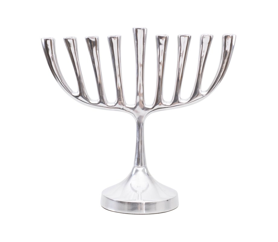 Yair Emanuel Classic Contemporary Chanukah Menorah - Silver Color, 3 Sizes