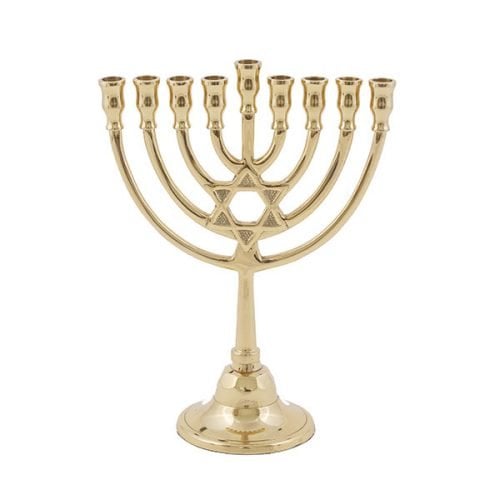 Yair Emanuel Classic Glossy Hanukkah Menorah with Star of David