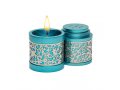 Yair Emanuel Compact Havdalah Spice Box and Candle Holder, Cutouts - Turquoise