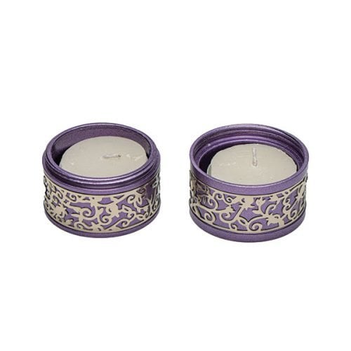 Yair Emanuel Compact Travelling Candlesticks, Cutout Pomegranates - Purple