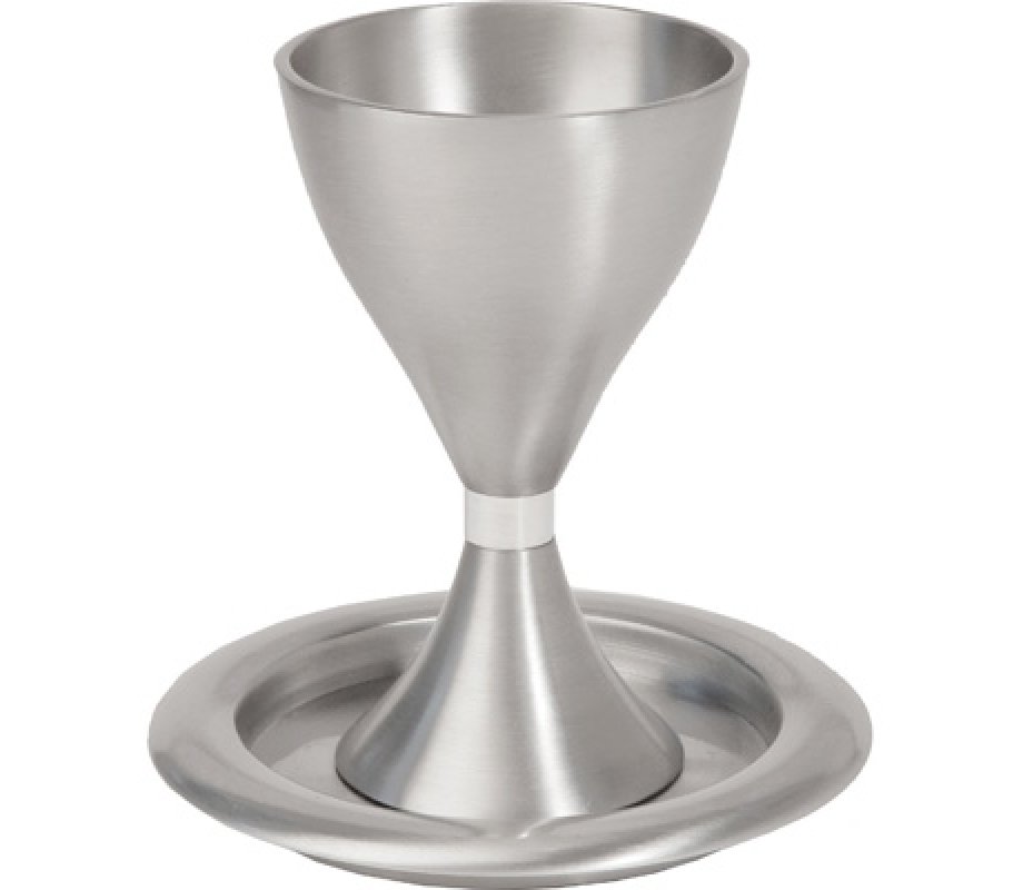 Yair Emanuel Contemporary Style Aluminum Kiddush Cup and Plate