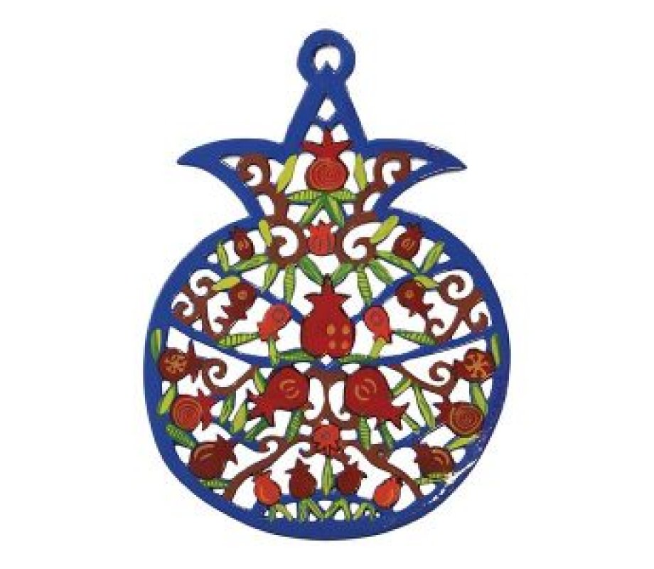 Yair Emanuel Decorative Small Pomegranate Wall Hanging - Red Pomegranates