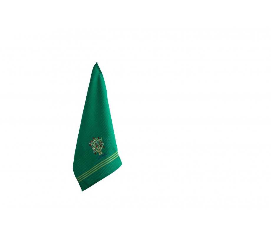 Yair Emanuel Dish Towel, Embroidered Pomegranate Tree - Green