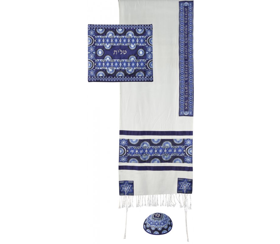 Silver Plated Tallit Prayer Shawl Clips - Tablets, Lions and Star of David