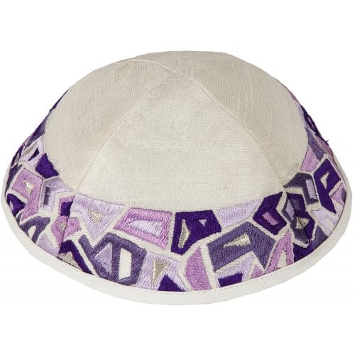 Yair Emanuel Embroidered Star of David Mosaic Tallit Set - Purple