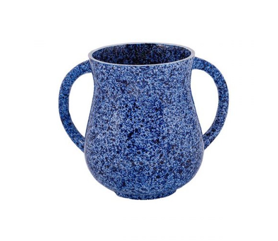 Yair Emanuel Faux Marble Netilat Yadayim Wash Cup - Dark Blue