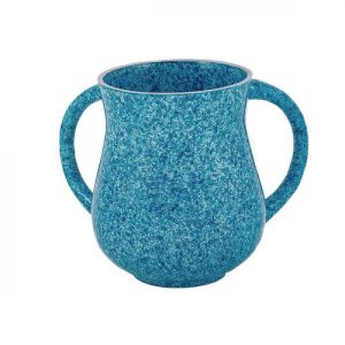 Yair Emanuel Faux Marble Netilat Yadayim Wash Cup - Light Blue