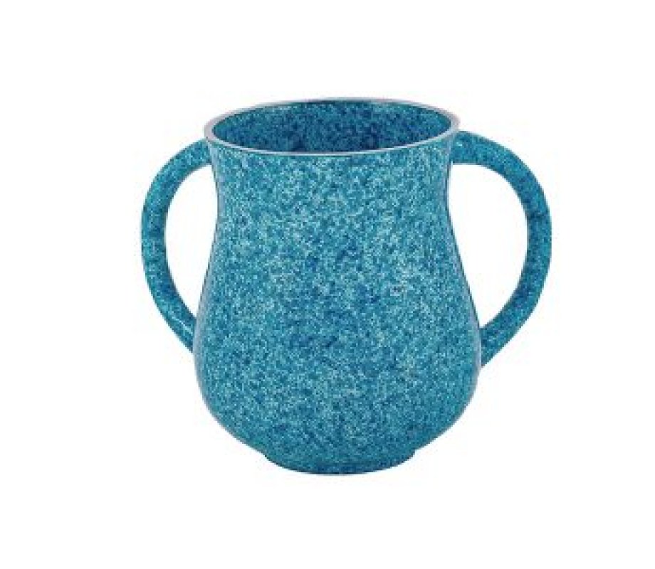 Yair Emanuel Faux Marble Netilat Yadayim Wash Cup - Light Blue