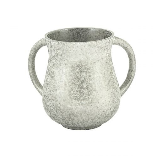 Yair Emanuel Faux Marble Netilat Yadayim Wash Cup - Silver
