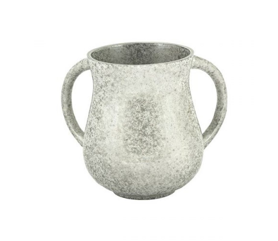 Yair Emanuel Faux Marble Netilat Yadayim Wash Cup - Silver