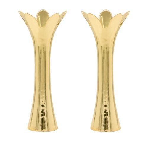 Yair Emanuel, Flower Shaped Textured Candlesticks, Gold