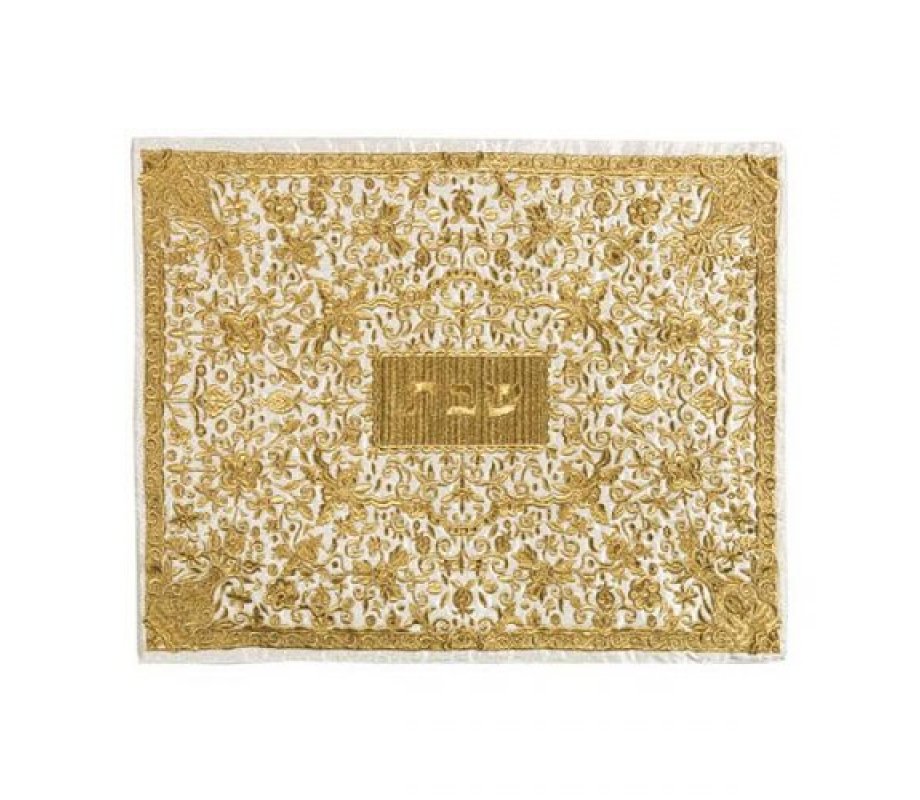 Yair Emanuel Full Embroidery Challah Cover, Flowers - Gold
