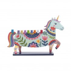 Yair Emanuel Fun Chanukah Menorah, Dinosaur - 2 Sided Design