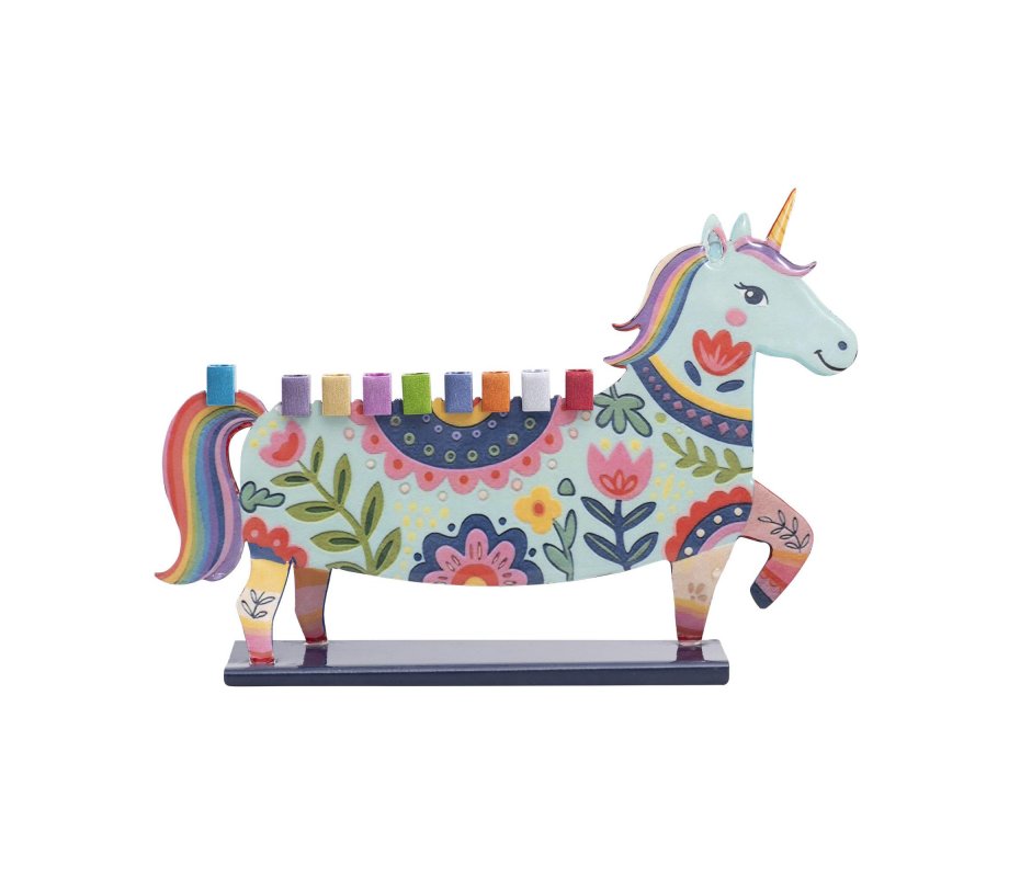 Yair Emanuel Fun Chanukah Menorah, Dinosaur - 2 Sided Design