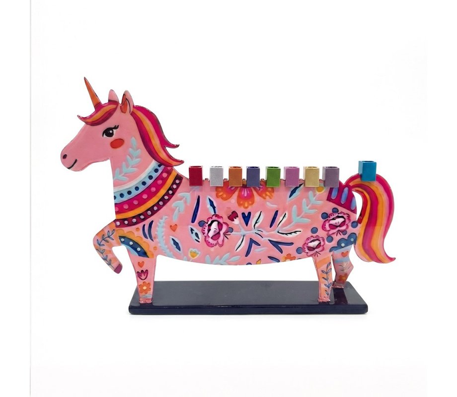 Yair Emanuel Fun Chanukah Menorah, Dinosaur - 2 Sided Design